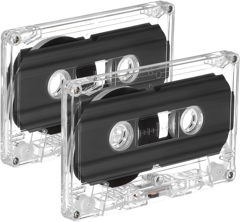 DOITOOL 2 Pcs Blank Cassette Tapes 30 Minute Clear Tape Cassette Storage for Recording, Blank Audio with Plastic Case for Speech Music Recording Music Lovers Collectors - Image 1